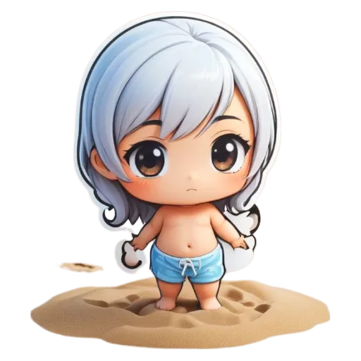 A girl is standing on the beach in a bathing suit.