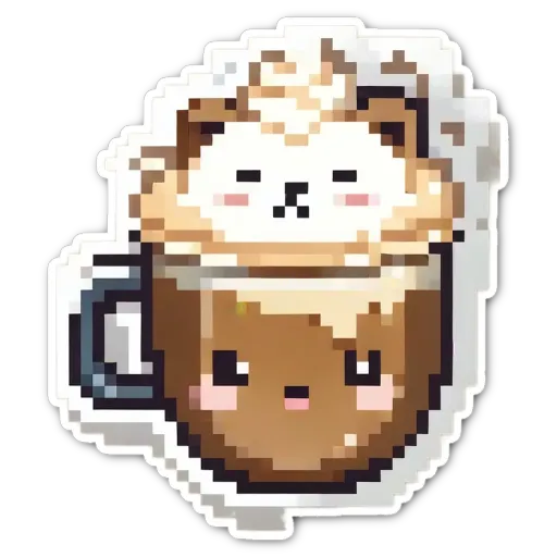 A digital art of a cute coffee mug with a cute animal on it.