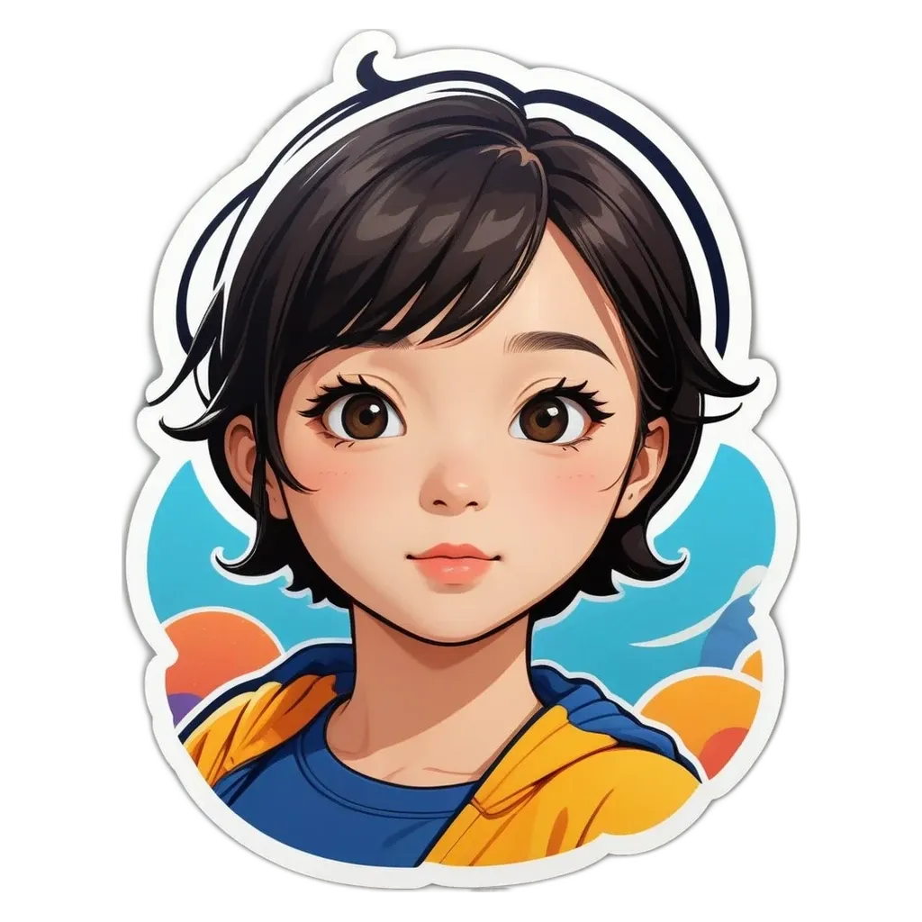 A sticker of a girl's face.