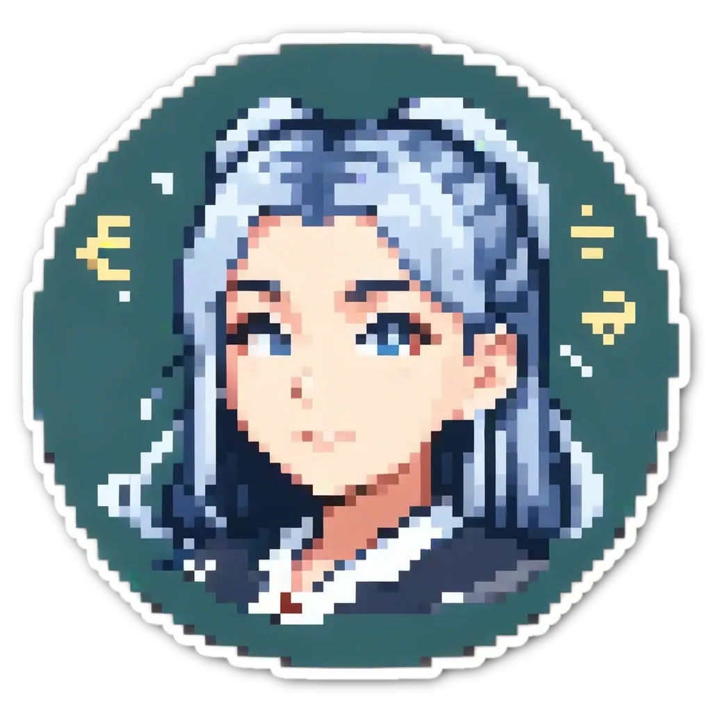A girl with blue eyes and white hair that is pxd.