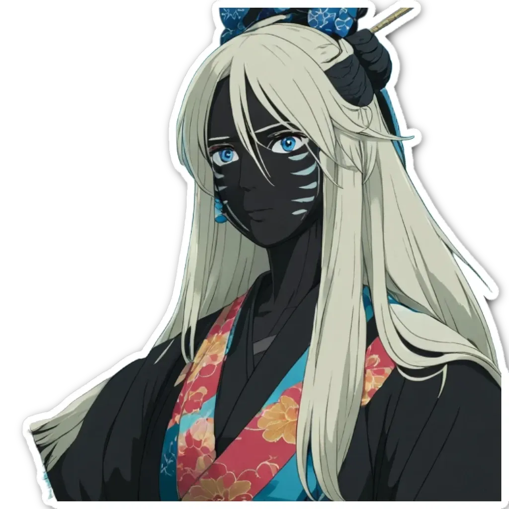 A person with black hair and a face masking their identity.