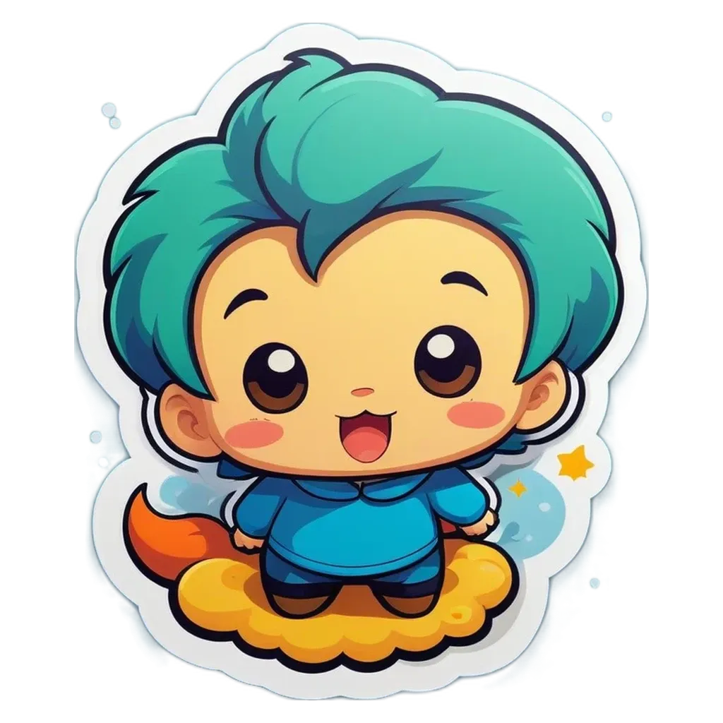 A boy who is a cartoon character is smiling.