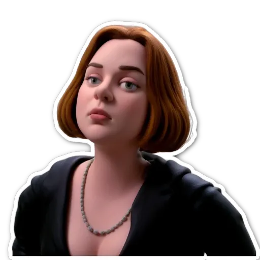 A woman with a necklace and a black shirt.