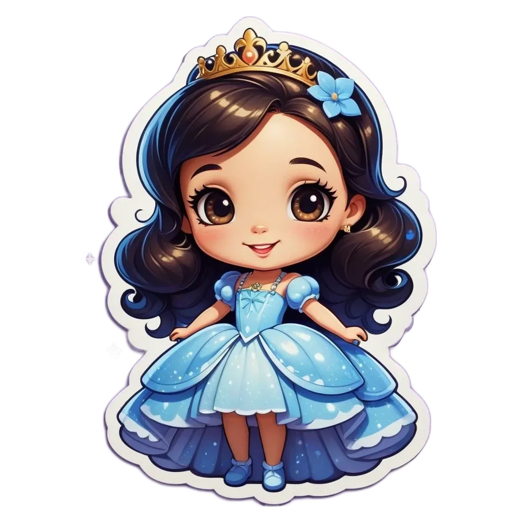 A cartoon drawing of a little girl that looks like she is wearing a tiara.