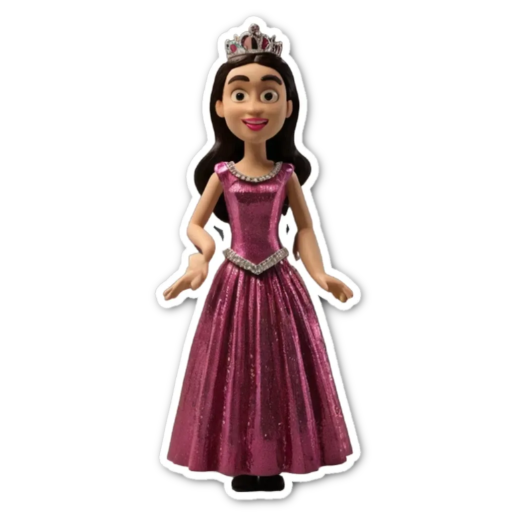 A girl like princesses is standing on a black background.