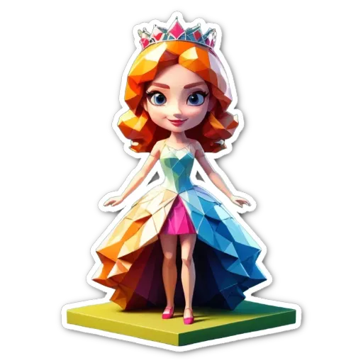 A colorful girl figure with a black background.