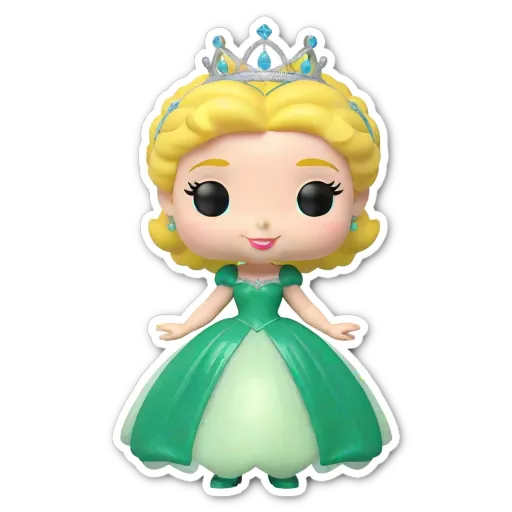 A green princess pop figure with a black background.