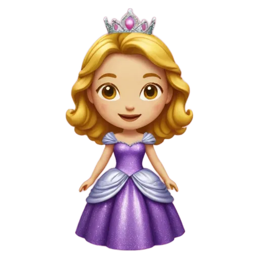 A cartoon image of a girl wearing a purple ballerina dress.