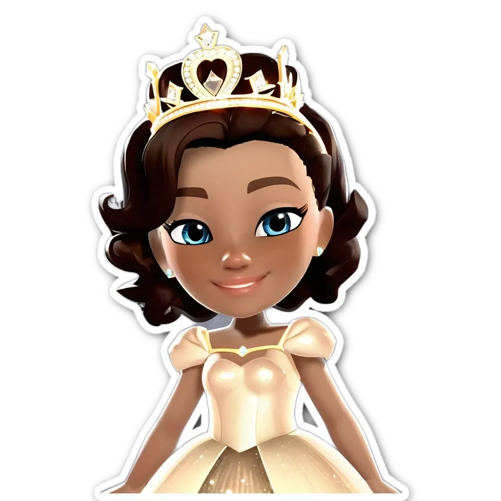 A girl wearing a tiara is standing up.