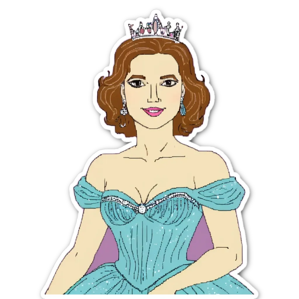 A cartoon drawing of a girl wearing a tiara.