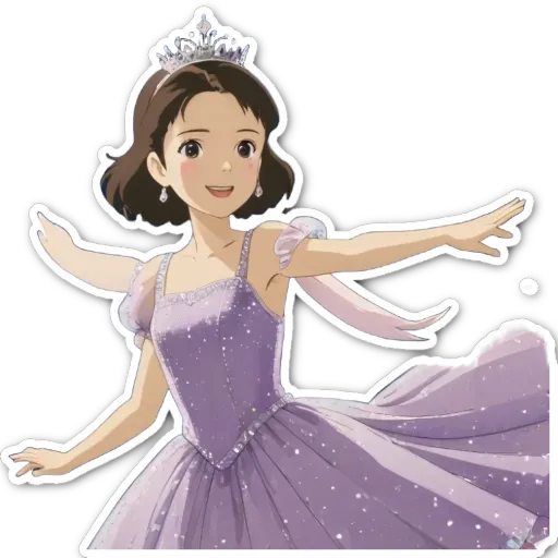 A girl is dancing and wearing a tiara.