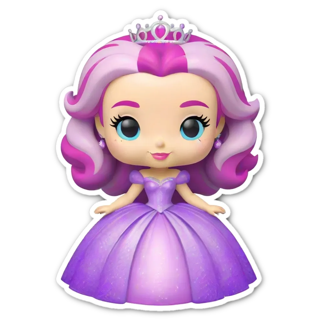 A purple and pink princess dress sticker.