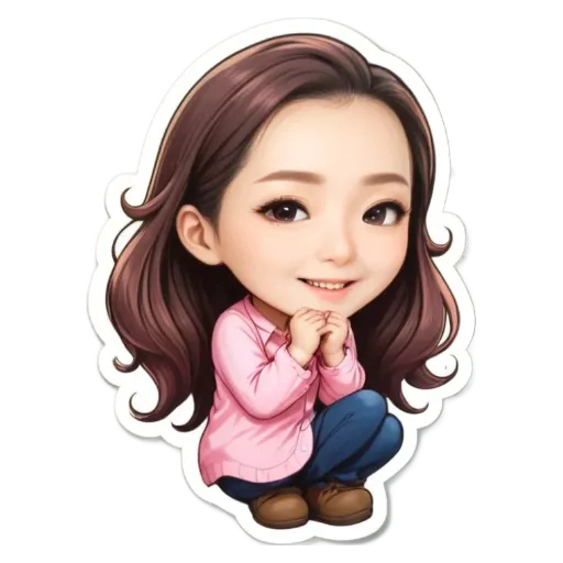 A cartoon girl who looks like Adele is sitting on the floor.