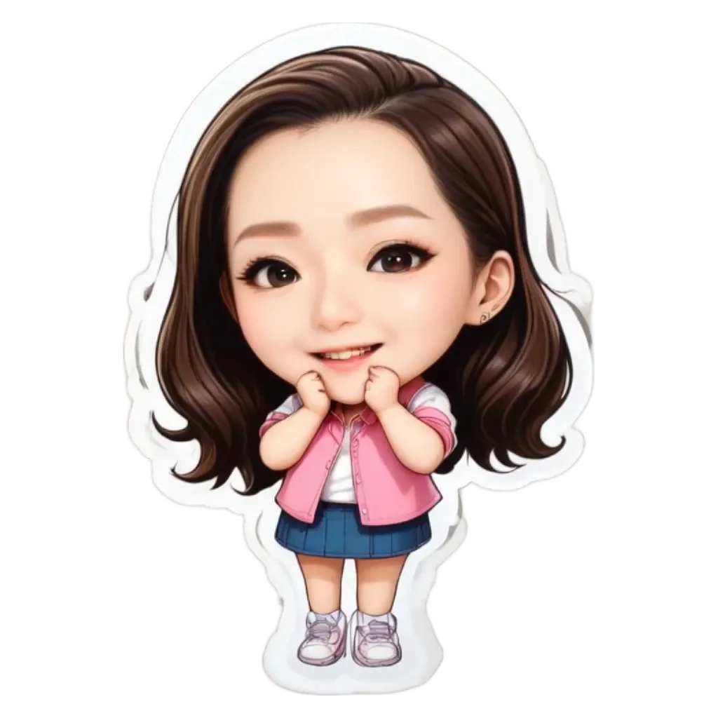 A cartoon girl wearing a pink and white jacket.