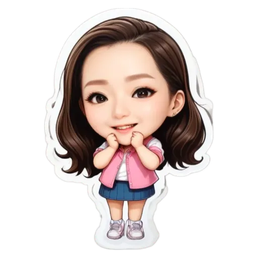 A cartoon girl wearing a pink and white jacket.