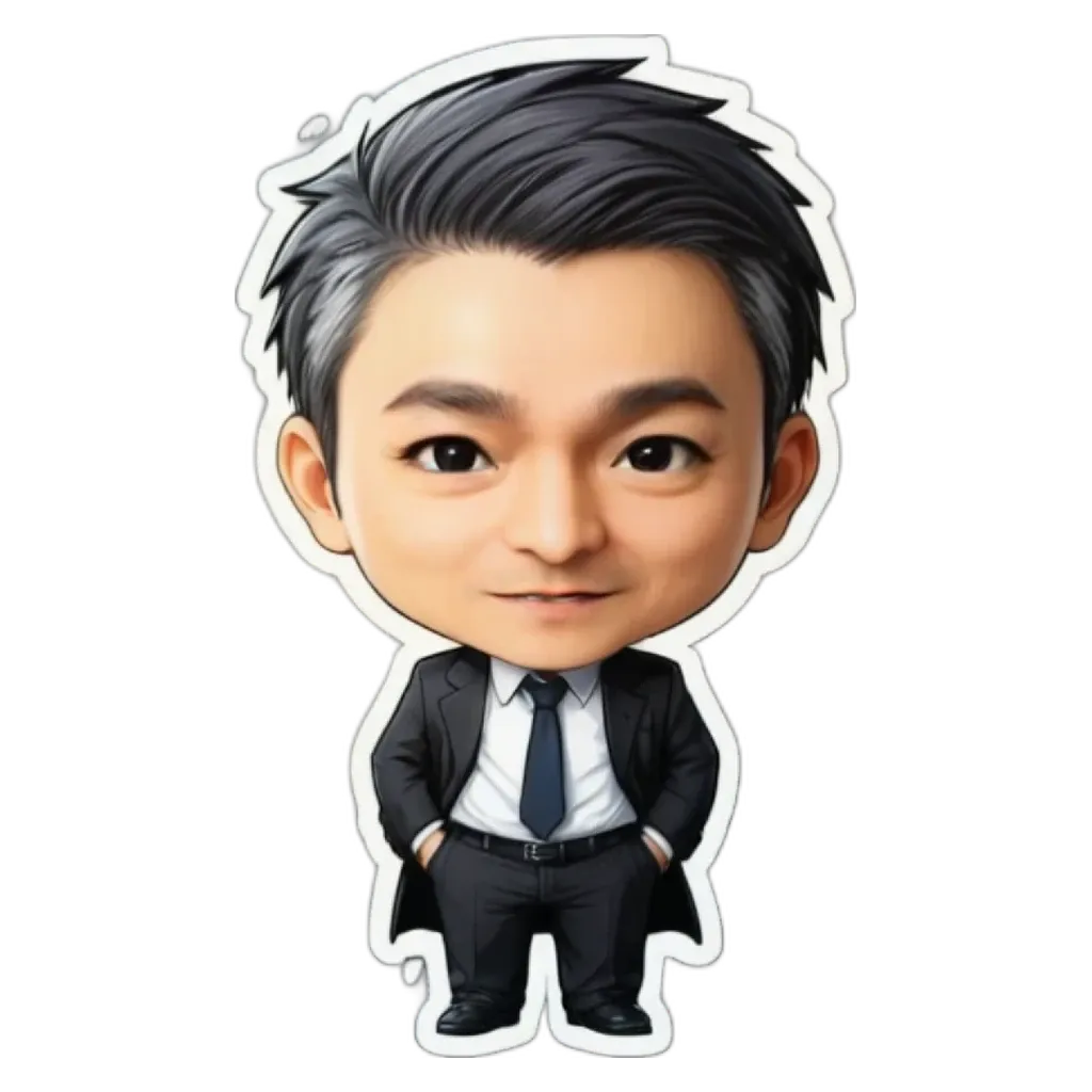 A cartoon picture of a man in a suit and tie.