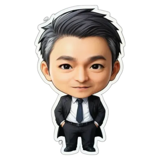 A cartoon picture of a man in a suit and tie.
