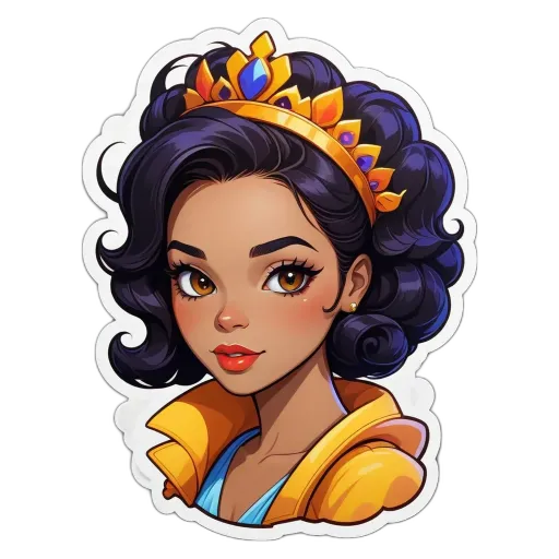 A princesses face sticker with a tiaras on it.