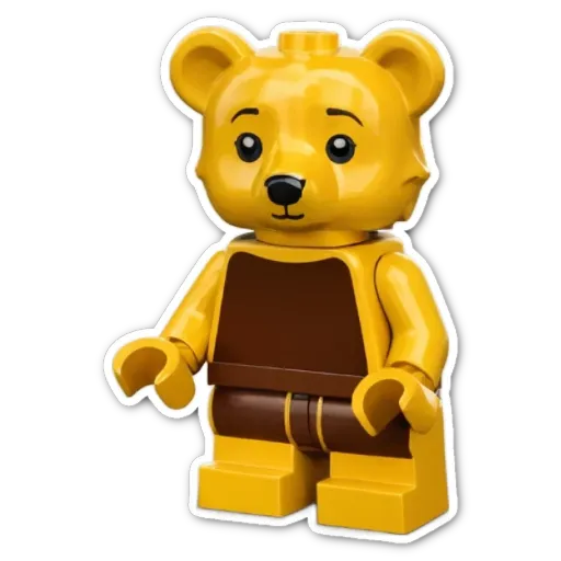 Lego bear with a black background and a yellow body.