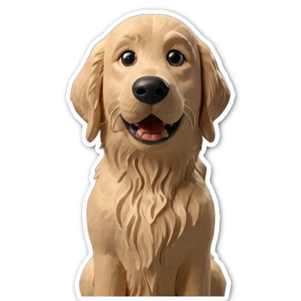 A sticker of a dog that is brown.