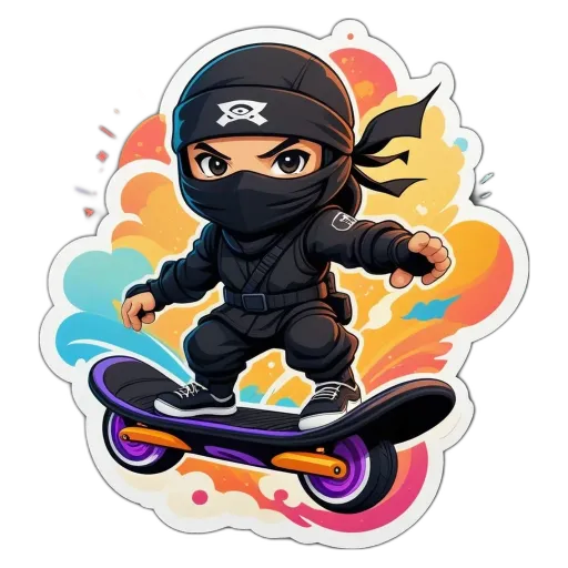 A cartoon image of a boy on a skateboard.