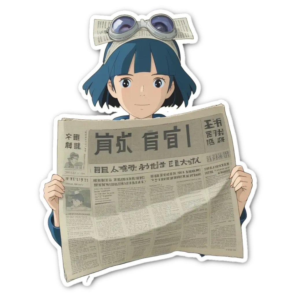 A girl holding a newspaper that says 11 November.