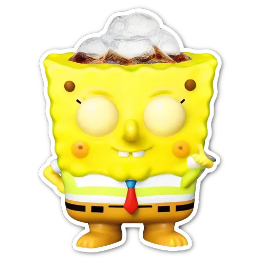 A Spongebob picture with ice cream on top.