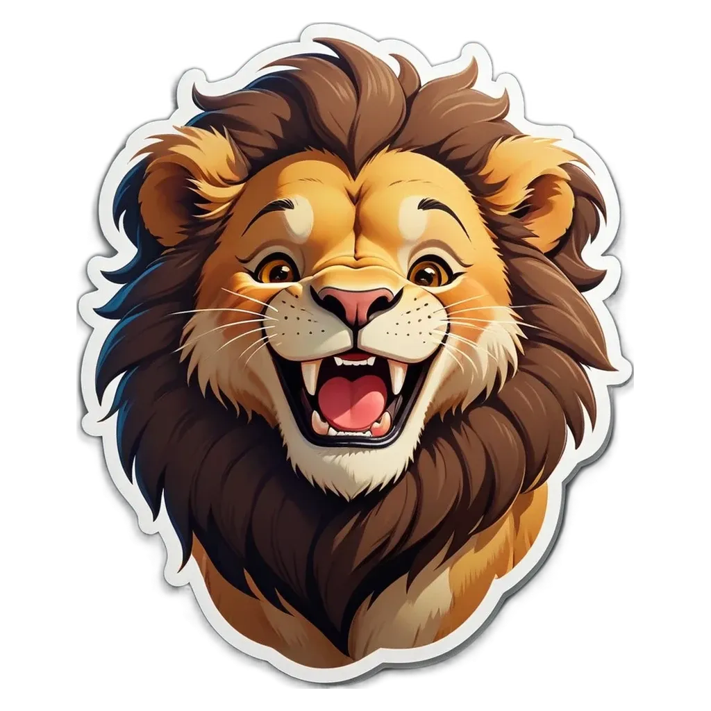 A lion with a mouth that is open and has yellow teeth.