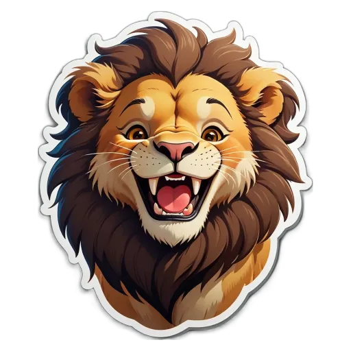 A lion with a mouth that is open and has yellow teeth.