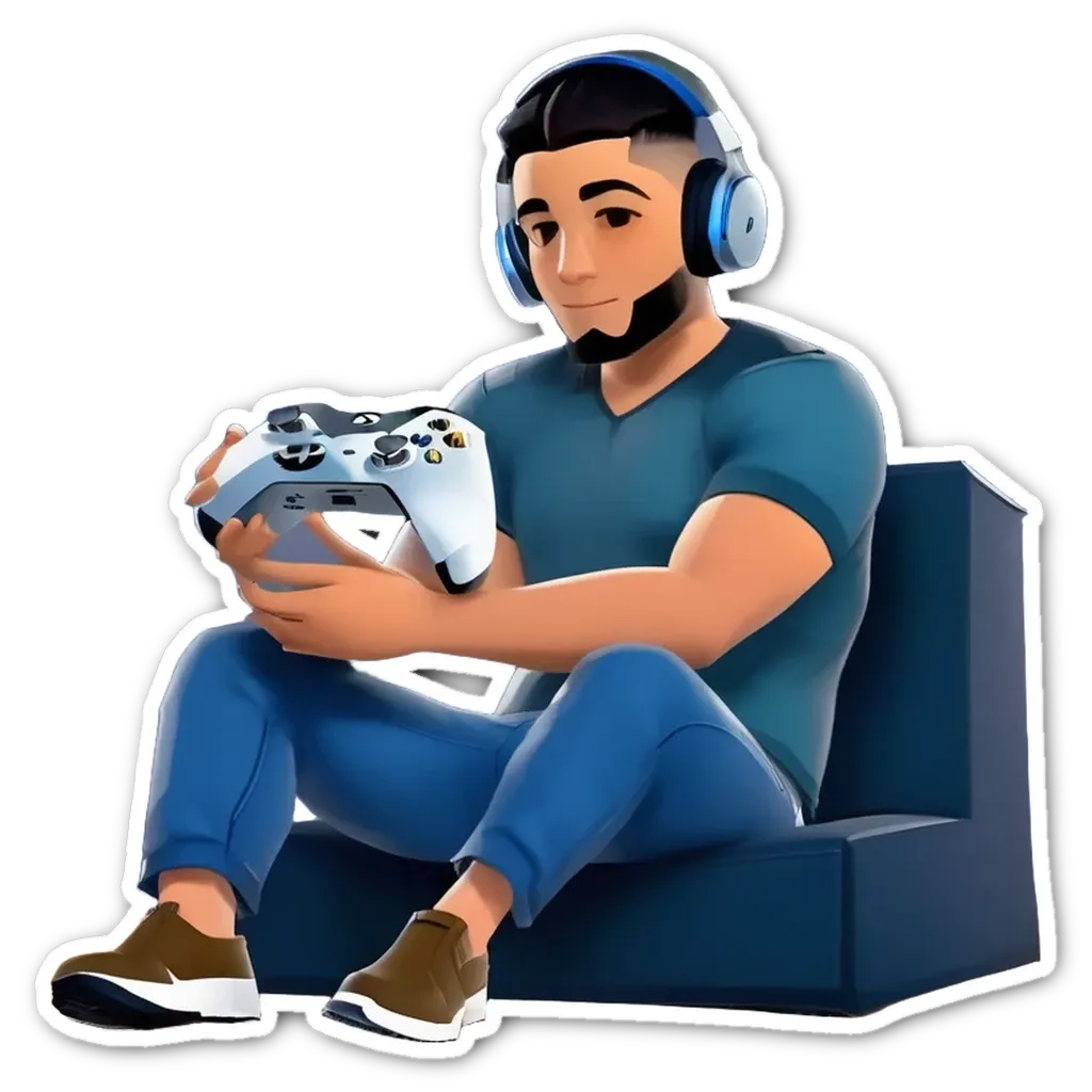 A man wearing headphones and holding a game controller.