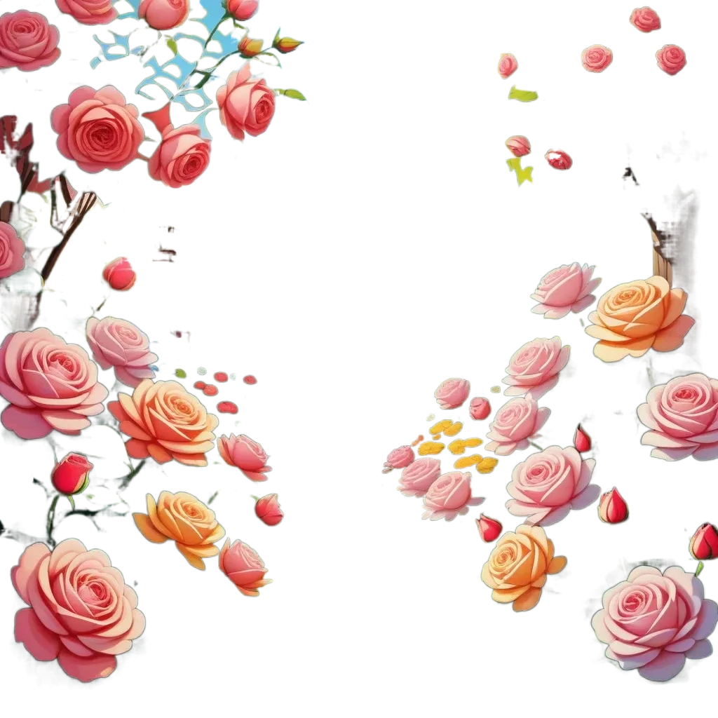 A digital painting of a garden with a path going through it.