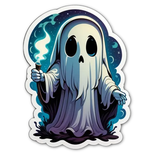 A ghost with a candle in its hand.