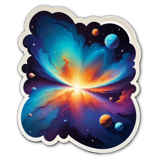 A colorful space scene with planets and a sun.