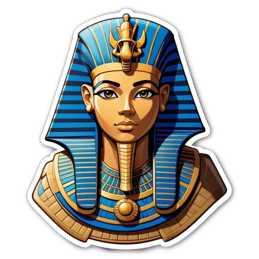 An image of an ancient pharaoh that is blue and gold.