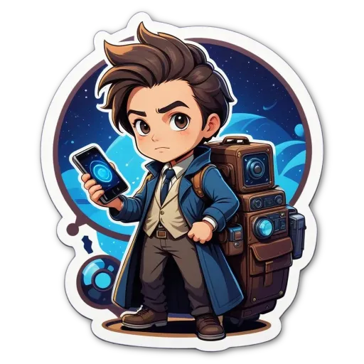 A boy in a suit holding a cell phone.