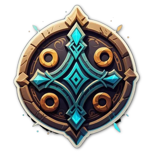 A shield with four arms with stones in the center and gold leaf around the outside.
