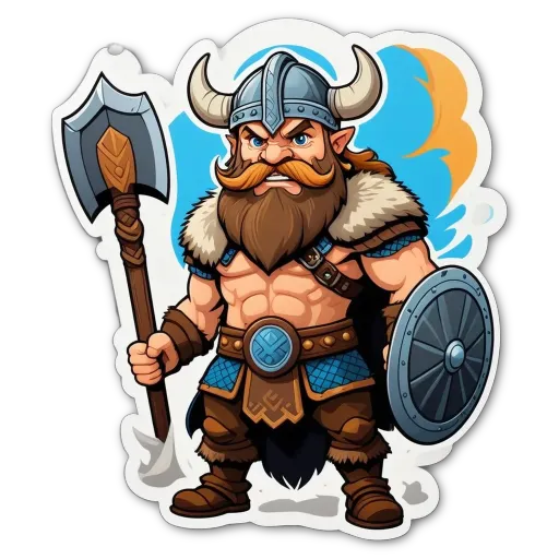 A cartoon depiction of a man as a Viking.