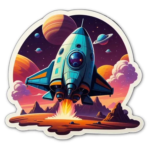A rocket is launching from the ground and going to space.