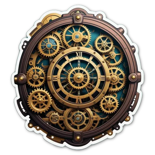 A very detailed and intricate design of a clock with gears all around it.