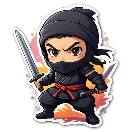 A cartoon picture of a black character with a sword.