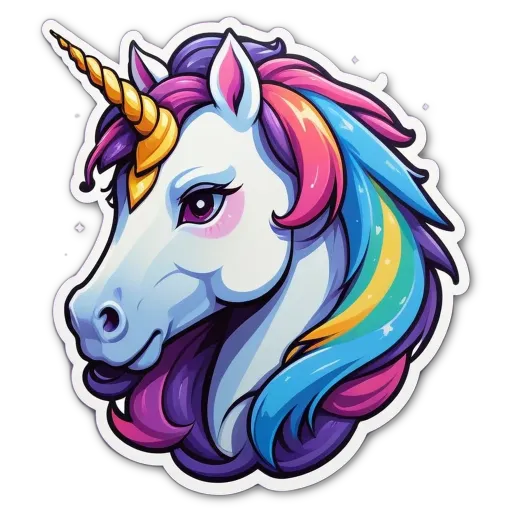 A unicorn with a rainbow mane and a black background.