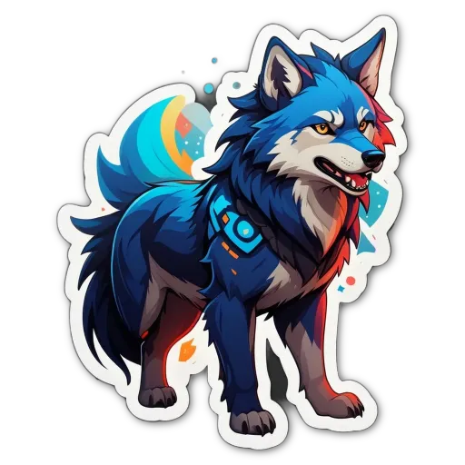 A cartoon image of a dog with blue fur.