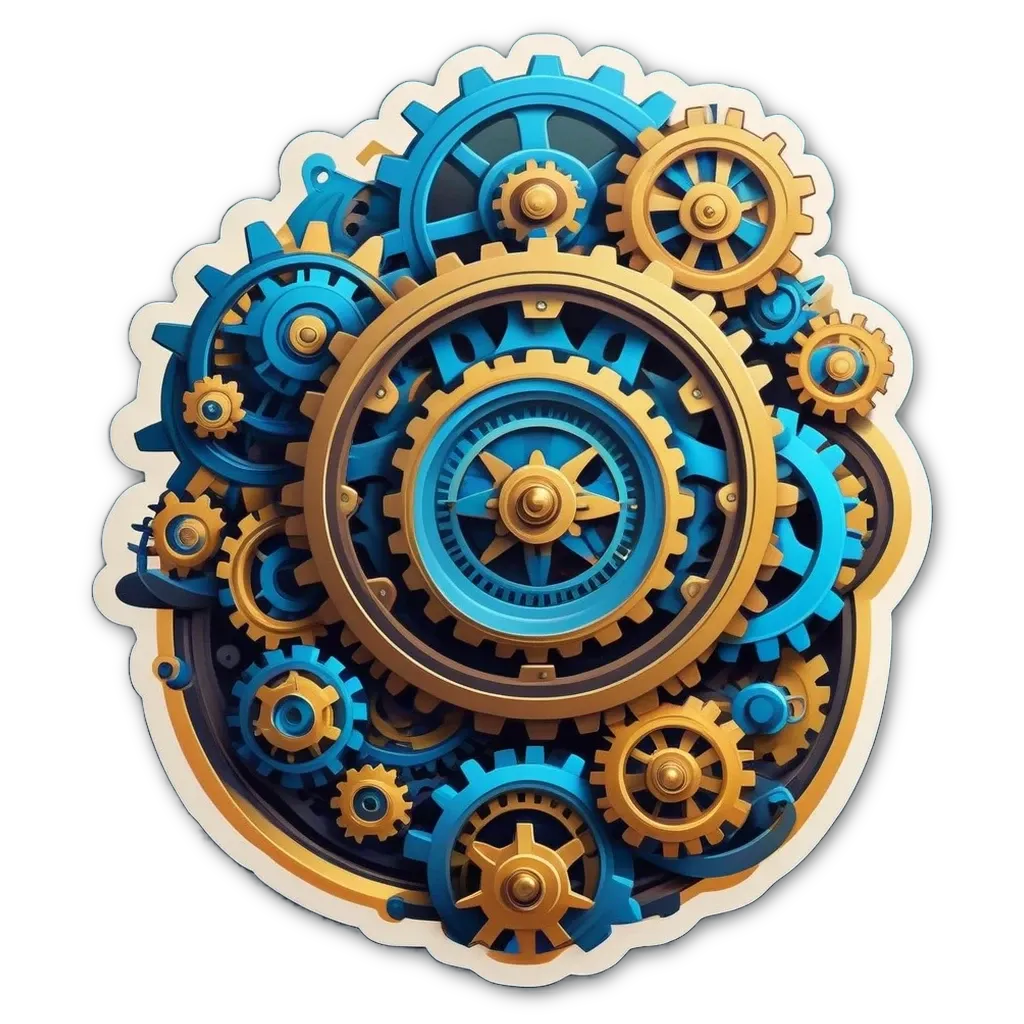 A complicated metal piece with lots of smaller gears.