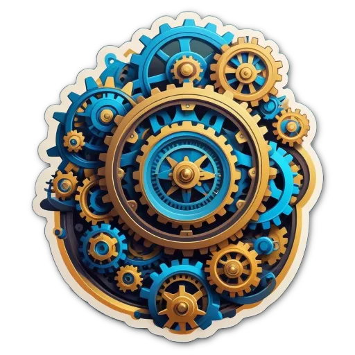 A complicated metal piece with lots of smaller gears.