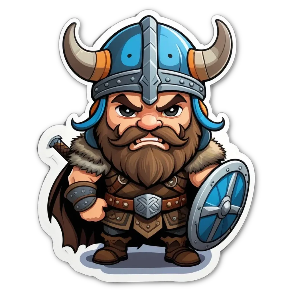 A cartoon depiction of a man as a Viking.