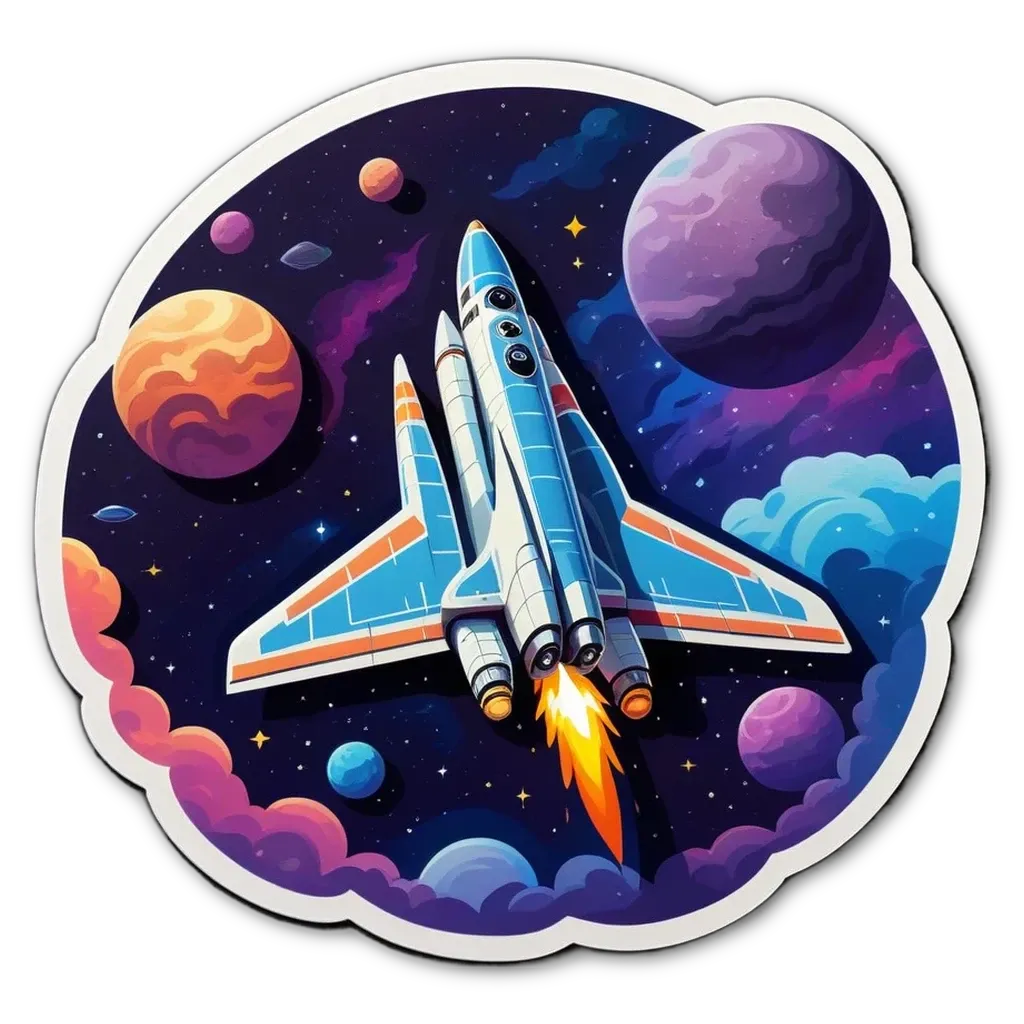 A rocket is launching from the earth and going to space.