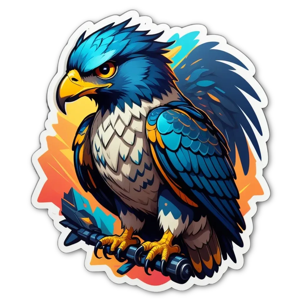 A cartoon picture of an eagle with an arrow for a tail on it.