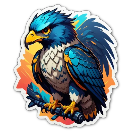A cartoon picture of an eagle with an arrow for a tail on it.