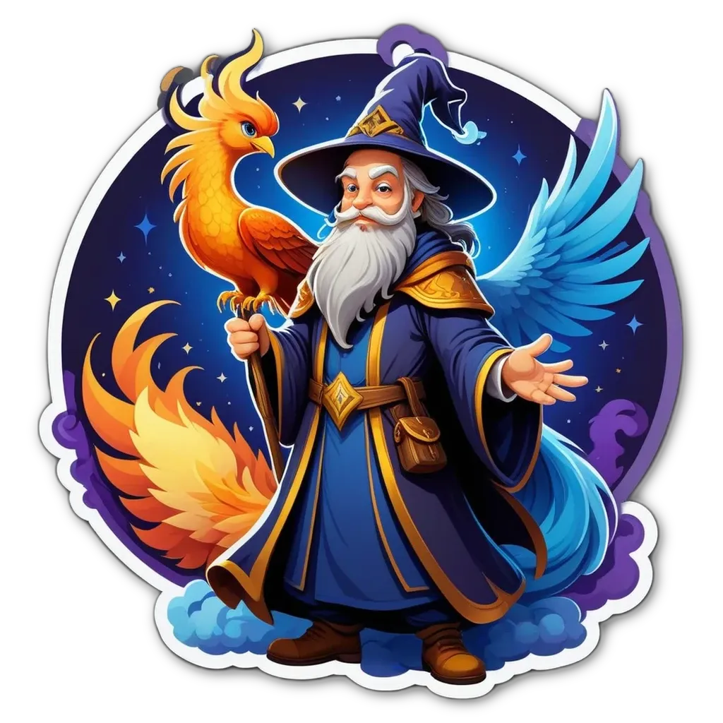 A cartoon image of a wizard holding a bird in a magical circle.