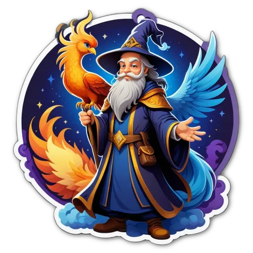 A cartoon image of a wizard holding a bird in a magical circle.